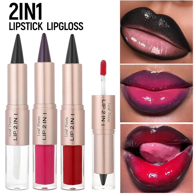 BAISEN DIARY 2-in-1 Double-Ended Matte Lip Liner & Lip Gloss Duo, Cool Nude Brown Ombre Lip Combo Pencil, Lip Liner and Lipstick Gloss Set for Defined & Fuller Looking Lips, #01 Cool Nude Brown
