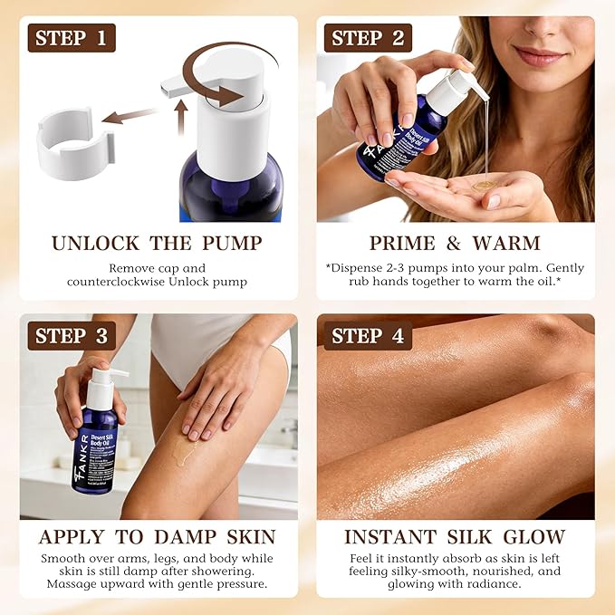 Desert Silk Body Firming Oil for Women – Dual-Phase Technology for Instant After-Shower Absorption, 72H Glow & Firming Moisturizing Formula with 6 Botanical Oils, 3% Cactus Fruit & HA, 3.38 fl oz