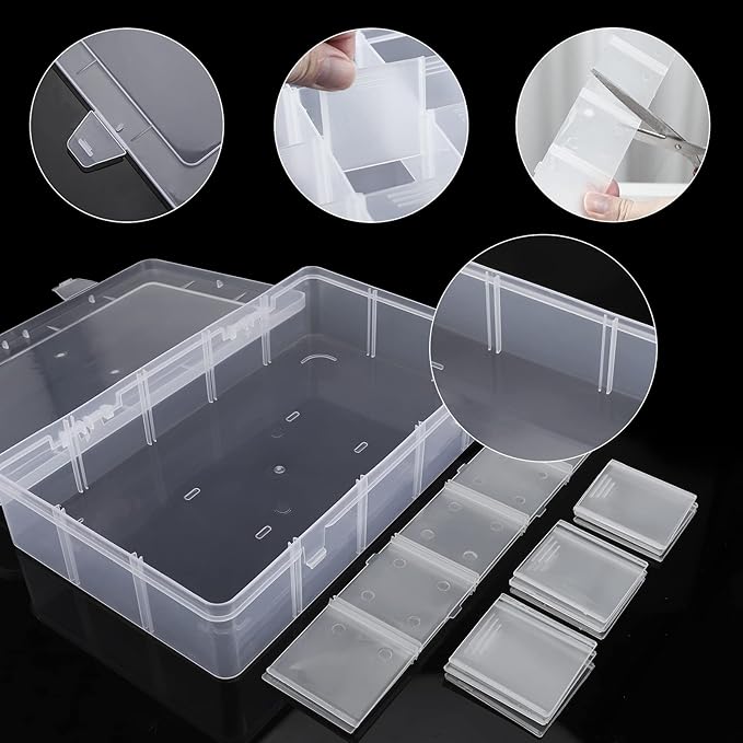 Exptolii 15 Large Grids Plastic Organizer Box with Dividers, Clear Compartment Container Storage for Washi Tapes Beads Crafts Jewelry Fishing Tackles, Size 11 x 6.3 x 2.2 in