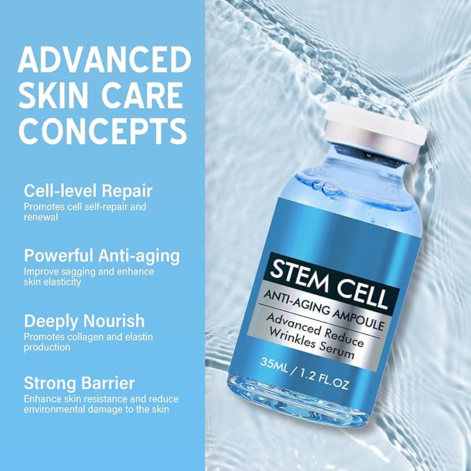 Stem Cell Serum for Face, Anti Aging Face Serum to Smooth Wrinkles, Intensive Repair Ampoule for Hydration and Revitalization