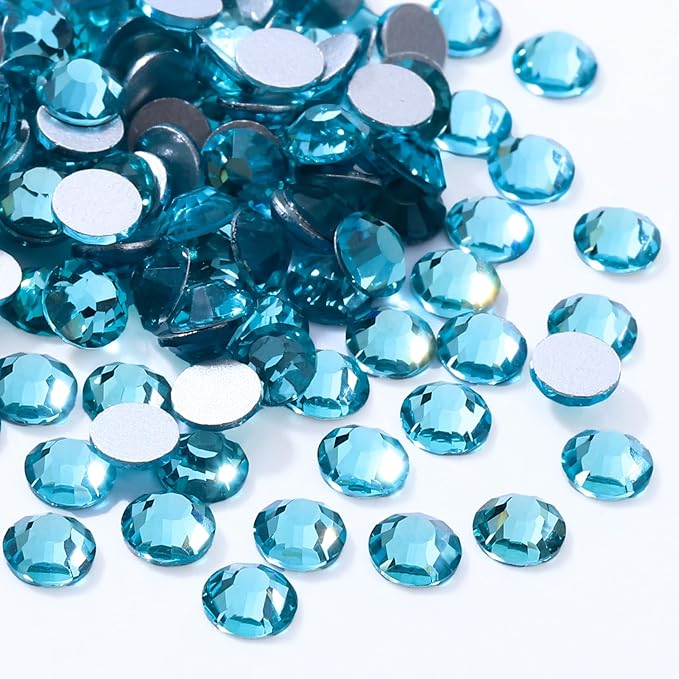Meibite Aquamarine Flatback Rhinestones, Glass Rhinestones for Nail Art and Craft, Glue Fix, Loose Crystal Gemstones(Aquamarine, SS20, 1440pcs, 4.6-4.8mm)
