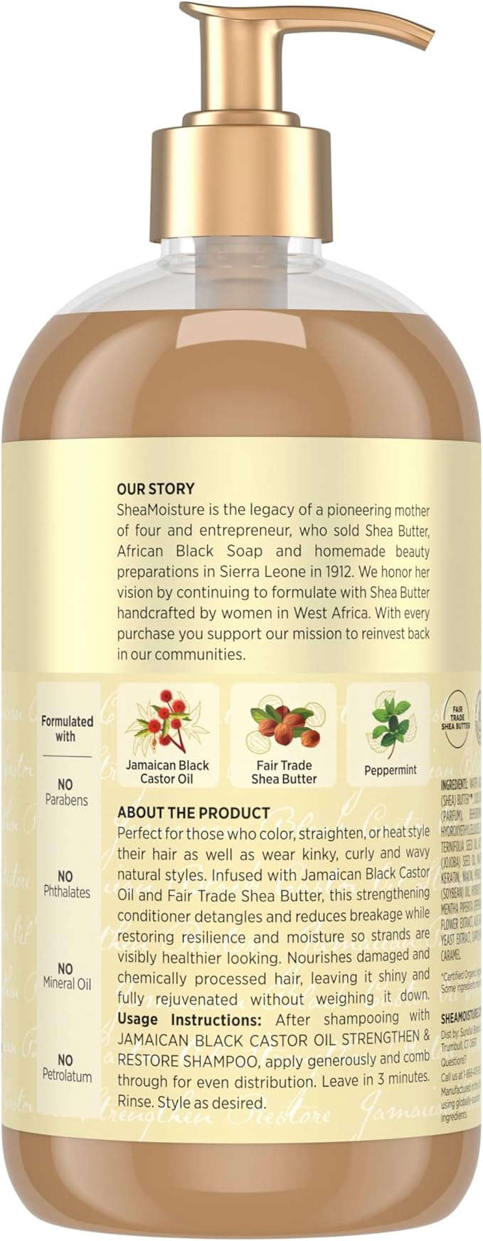 SheaMoisture Strengthen & Restore Conditioner Jamaican Black Castor Oil for Damaged Hair Paraben-Free 24 oz