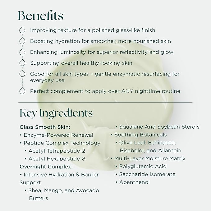 Marini SkinSolutions Night Zyme - Overnight Glass Skin Resurfacing Complex - Face Mask with Proteolytic Papaya Enzymes & Peptides - All Skin Types - Cruelty Free - Made in the USA - 1.7 oz
