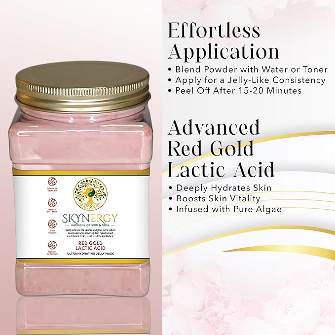 Red Gold Lactic Acid Jelly Mask - Professional & Smoothing Face Mask for Radiation, Hydrated Skin, Glow, Suitable for All Skin Types, Vajafacial Jelly Mask | 12 Applications (30 Fl Oz)