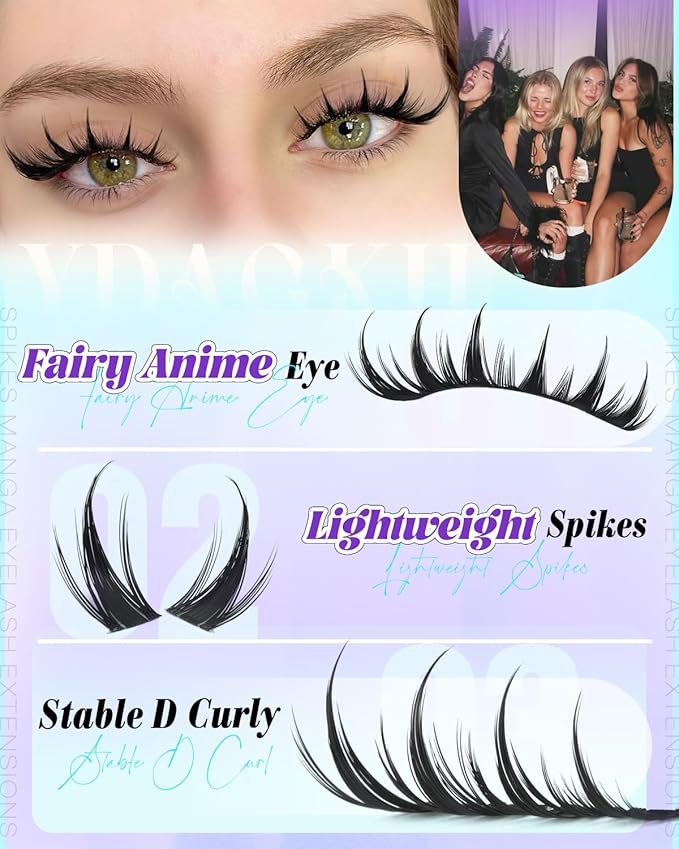 Wispy Lash Clusters Spikes Manga Cluster Eyelash Extensions Natural Invisible Band Spiky Eyelash Clusters Fairy Anime Individual Lashes 10-16mm Doll Lash Extension