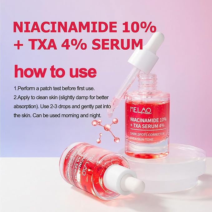 TXA 4% Serum+Niacinamide 10% with Arbutin, Ceramides, Tranexamic Acid Facial Serum, Korean Glass Skin, Refines Skin Texture,Uneven Tone Care 1.Fl.oz/30Ml