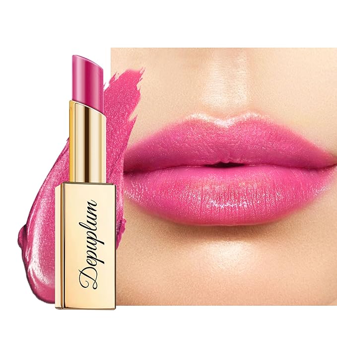 Depuplum Hot Pink Lipstick Moisturizing for Women Shimmer Tinted Lip Balm Hydrating Nourishing Lip Gloss Vegan& Cruelty Free Lip Makeup, ZG110 In Love