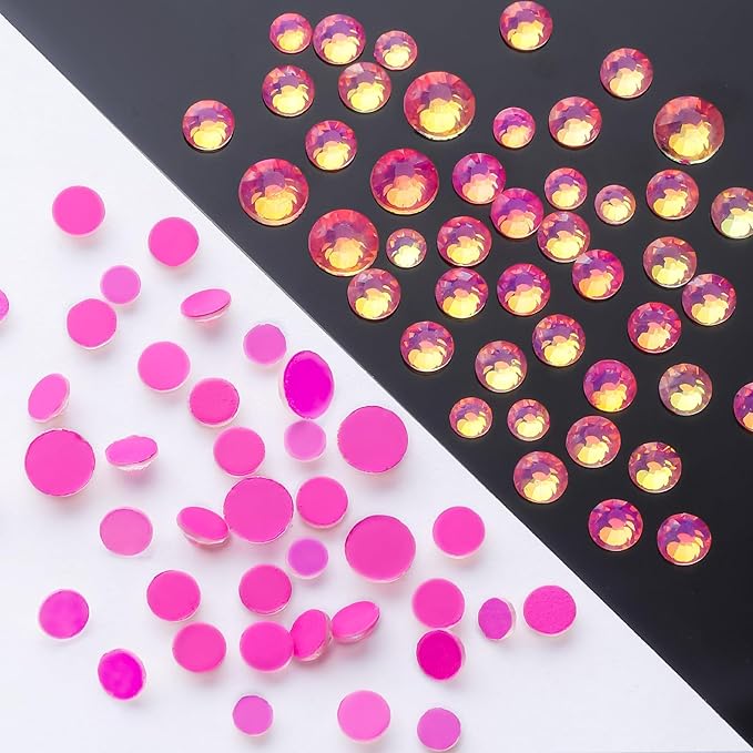 Meibite F Rose Flatback Rhinestones, Glass Rhinestones for Nail Art and Craft, Glue Fix, Loose Crystal Gemstones(F Rose, SS8, 1440pcs, 2.3-2.5mm)