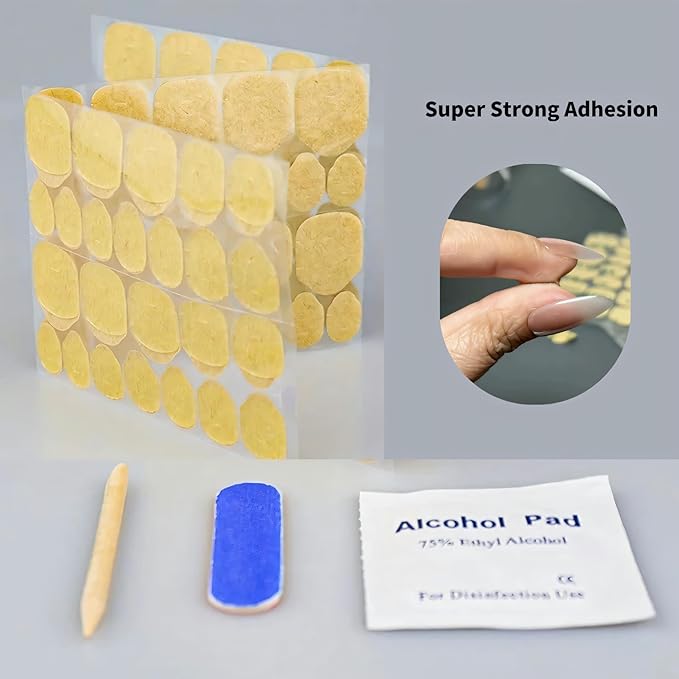 Fiaoudm Ultra-Slim Nail Adhesive Tabs – Jelly Double Sided Waterproof Gel Sticker Pads with Tool Set, Seamless & Strong Hold for Press On Nails, Fake Tips & Manicures, 24 Sizes Extra-Strong Kraft(10)