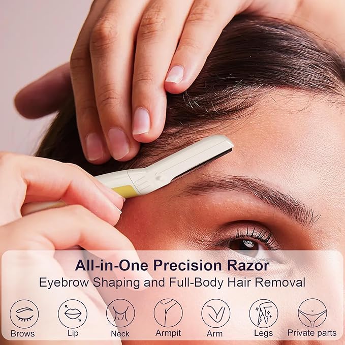 THURLADY Dermaplane Razor for Women Face, Eyebrow Razor, Face Razors for Women Dermaplaning, Peach Fuzz Remover, Gentle Exfoliation & Facial Hair Removal, Travel Essentials, (12 pcs, Solar Veil)