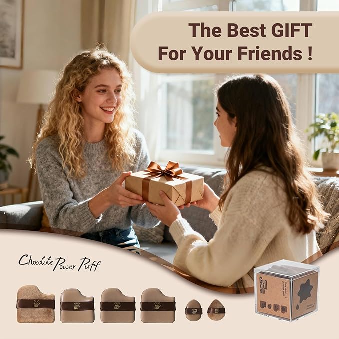 GUOXIAONIU 12Pcs Powder Puffs Set With 2 Cases, Cushion foundation puff, Velour Makeup Puff, Setting Powder Puff, Reusable & Washable, Ideal For Foundation, Powder Cream, Christmas Gifts For Women