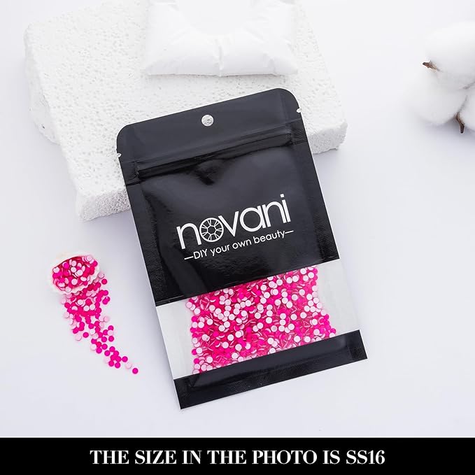 Novani 3000 Pieces Flatback Rhinestones Glass Round Gems Neon-Rose Crystals for Nail Art DIY Crafts Clothes Shoes,SS16,3.8-4.0mm