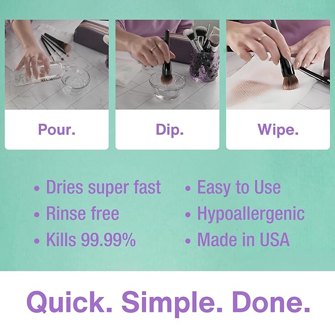 Liquid Makeup Brush Cleaner Solution + Tin starter kit | Rinsless, Quick Drying, Hydrating, Fragrance Free | for Natural and Synthetic Make-up Brushes (8 Fl oz)