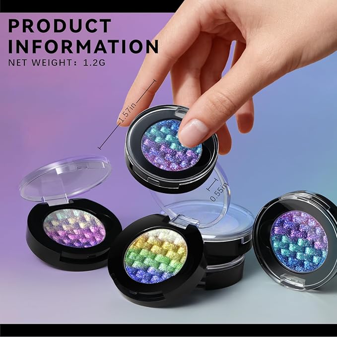 Noerrors Chameleon Eyeshadow,Multichrome Face Highlighter Palette,Holographic Eyeshadow Palette,High Pigment,Rainbow Color Shift Metallic Shimmer，Long Lasting，Duochrome Face Makeup Highlighter