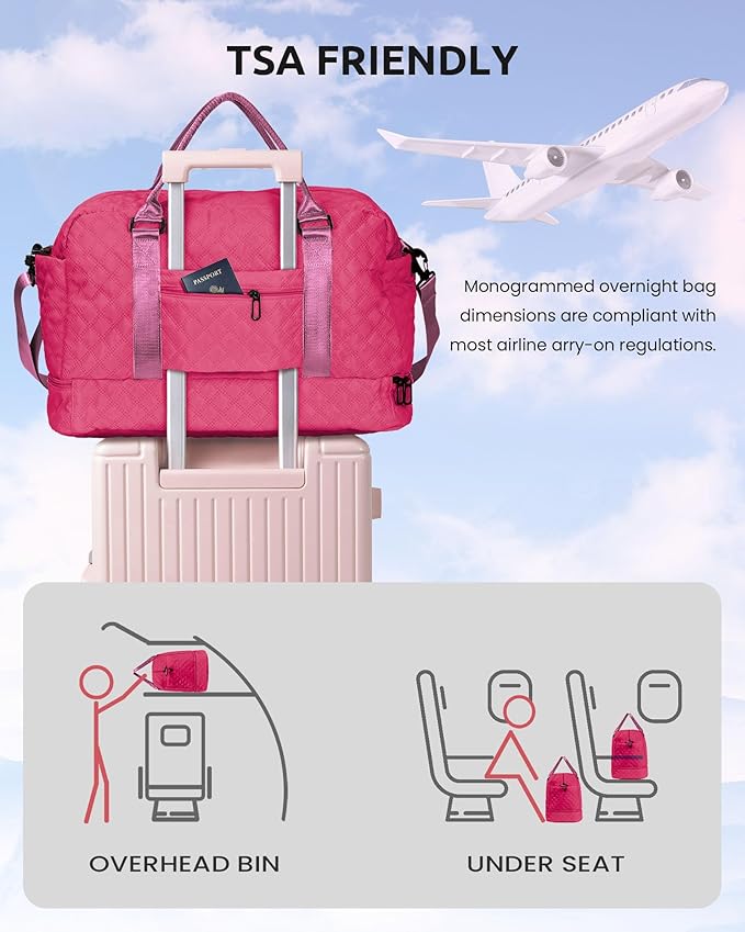 Birthday Gifts for 3 4 5 6 7 8 9 10 11 12 13 Year Old Girls-Initial Travel Bag with Shoe Compartment, Weekender Bag, Overnight Bag for Women, Letter Travel Bag with Makeup Bag (Letter L)