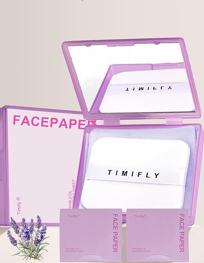 Oil Blotting Paper - 300 Sheets with Mirror, Puff & Refills, Absorbs Excess Face Oil, Controls Shine, Saves Makeup, The On-the-Go Essential for a Flawless, Matte Finish All Day