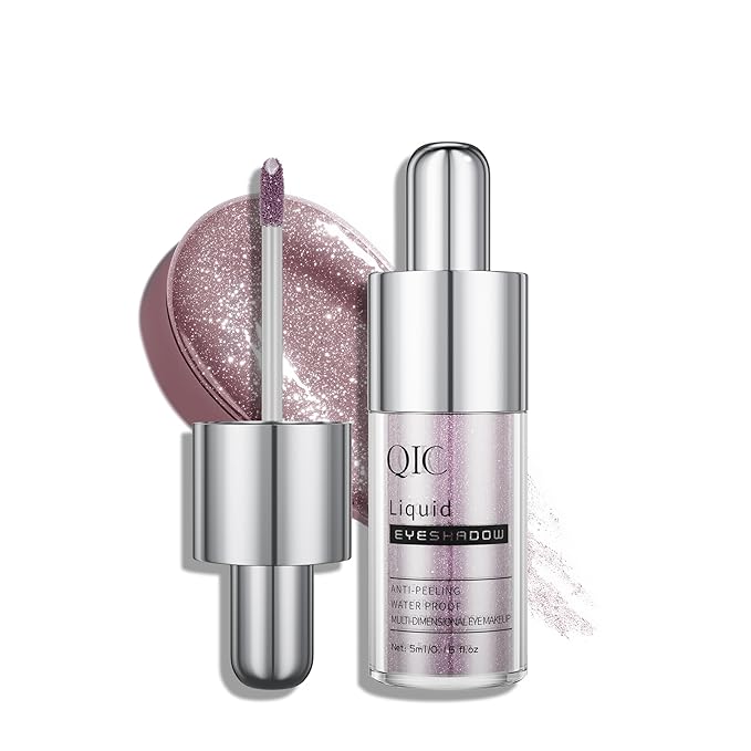 QIC Liquid Glitter Eyeshadow, Metallic & Shimmer Finish, Long Lasting, Non-Creasing, Smudge-proof, Lightweight Formula Liquid Eyeshadow for All Skin Tones, Buildable Color (07 Pink Crystal)