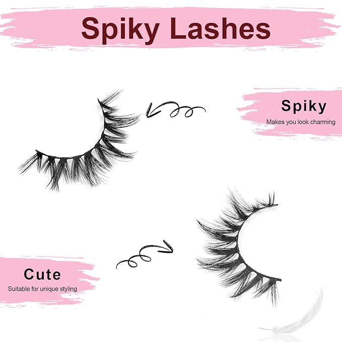 SONAFEEL False Eyelashes Wispy Full Natural Faux Mink Lashes 14mm 10Pairs Spiky Strip Lashes Pack Reusable Slightly Dramatic Fake Lashes