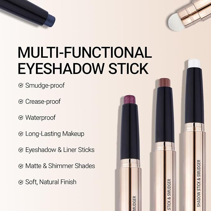 Erinde Waterproof Cream Eyeshadow Stick, Magenta Purple Shimmer Eye Shadow Sticks, Cream to Powder Eyeshadow Crayon, Buildable & Blendable Long-Lasting Eye Shadow Stick, Vegan & Cruelty-Free, C09