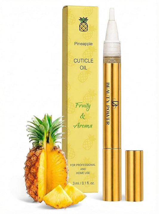Beauty Power Nail Oil Cuticle Pen - Pineapple - Nail Strengthener & Growth Serum with Vitamin A, D, E, B5, Grapeseed & Natural Oils - Repair for Brittle, Peeling, Thin Nails - Twist Brush Pen