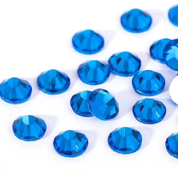 Flatback Rhinestones Non Hotfix Rhinestones for Crafts Glass Nail Rhinestones Nail Gems Crystals Rhinestones for Makeup Bags Shoes Decoration DIY(SS10,1440pcs,Capri Blue)