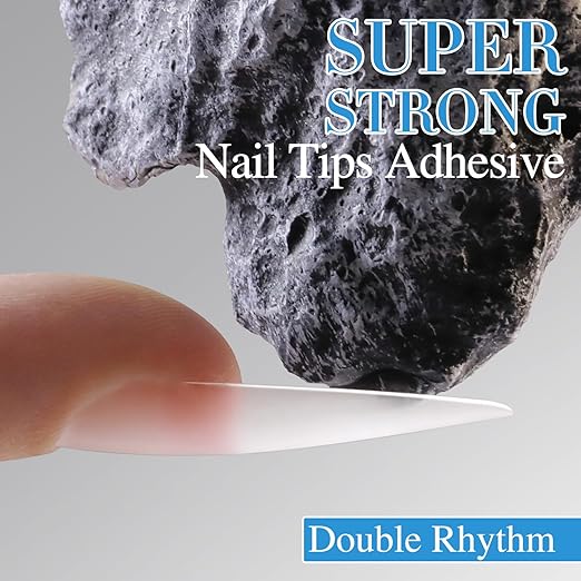 Double Rhythm 2 Pcs 0.5Oz Nail Glue Gel Set for False Acrylic Nail Tips and Press on Nails Gel Nail Polish Kit Nail Art Salon DIY Lamp Needed (Glue Clear)