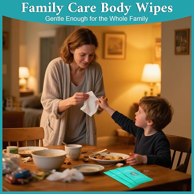 600 Pack Individually Wrapped Body Wipes (8" x 9.5"),No-Rinse Shower Wipe for Adults,Travel,Gym & Camping,Bulk Cleansing Wipes for Homeless