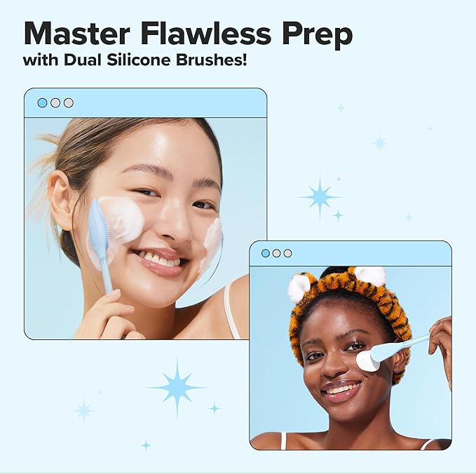 I DEW CARE Skincare Multi-Functional Applicator - 2-in-1 Cleansing Firming Silicone Mask Brush | Soft & Silky Hygenic, Facial Tool, Easy to Wash, Sustainble, Glass Skin, Jelly Spatula