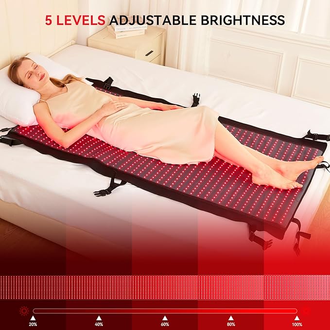 Largest 2570 LEDs Full Body Red Light Therapy Mat, Premium TPU Red Light Therapy for Body Pain Relief, 660nm 850nm Infrared Light Blanket with Adjust Timer & Intensity, Pro Therapy Mat at Home