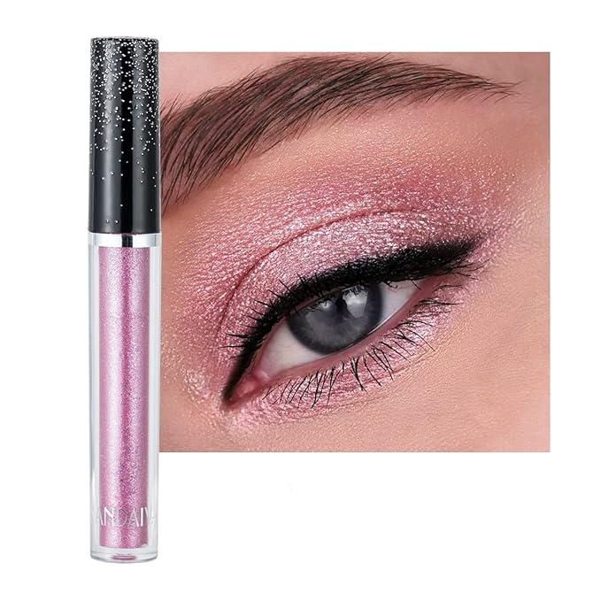 Eyeshadow liquid Shimmer Long Lasting Effect Shiny Eyeshadow Glow Eye Makeup (Pink)