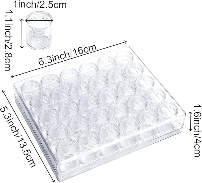 ZOENHOU 2 Pack 30 Grids Diamond Painting Storage Containers, Embroidery Diamond Storage Box Beads Organizer Case with Lid Clear Nail Art Accessories with 1 PCS Label Stickers for Jewelry DIY