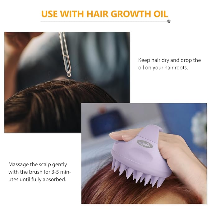 Sndyi Scalp Massager Shampoo Brush, Scalp Scrubber with Soft Silicone Bristles, Scalp Exfoliator for Dandruff Removal, Scalp Massager for Hair Growth, Wet Dry Hair Brush for Scalp Care, Taro Purple