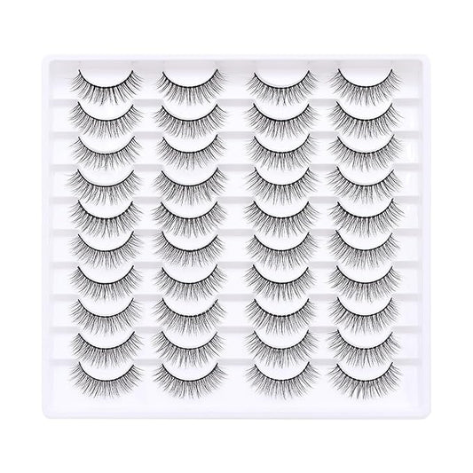False Eyelashes 20 Pairs Wispy Lashes Faux Mink Lashes 14mm 3D Fluffy Cat Eye Lashes （style 20-063)