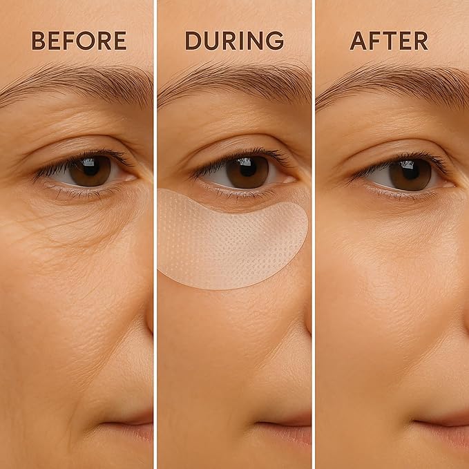Micro Eye Patches, Deeply Hydrating Anti-Wrinkle Patches, Contains Hyaluronic Acid and Collagen for Dark Circles, Smooth Application Forehead & Smile Line Patches for Women (2)