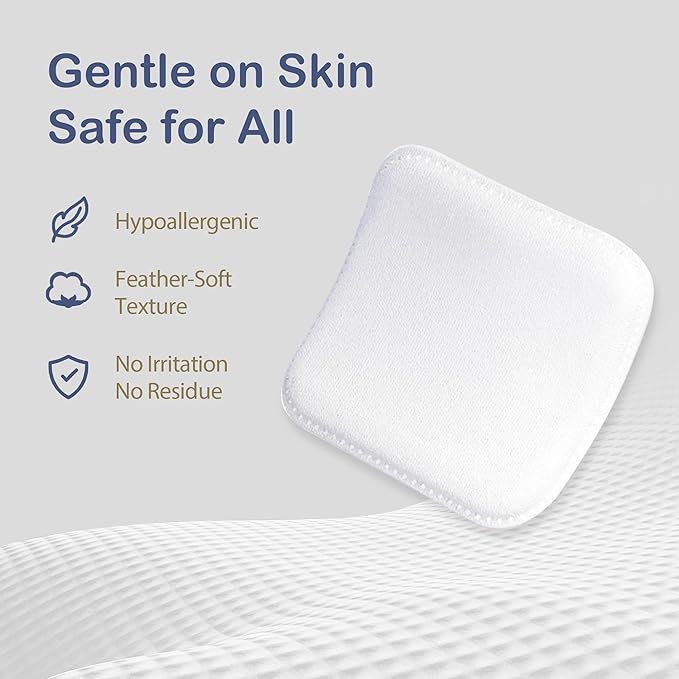 Ourmed Life Large Cotton Pads for Face, Soft & Lint-Free Cotton Rounds with Pressed Seam Design, Durable Facial Cleansing Squares for Face, Ideal Makeup Remover Pads, 3x3 Inch, 60 Count