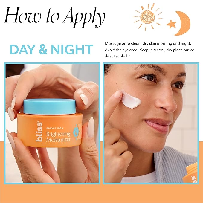 Bliss Vitamin C + Tri-Peptide Brightening Moisturizer | Squalane & Hydration Boosters | Anti-Aging Face Cream for Collagen and Elasticity | Clean Vegan & Cruelty Free 1.7 fl oz