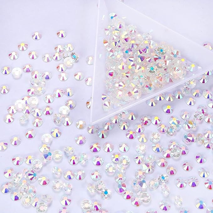 1440Pcs Transparent AB Crystal Rhinestones,Glass Flatback Rhinestones Small Gemstones for Nail Face Makeup Art Crafts Clothes Decoration -(SS10,2.8mm,Transparent AB)
