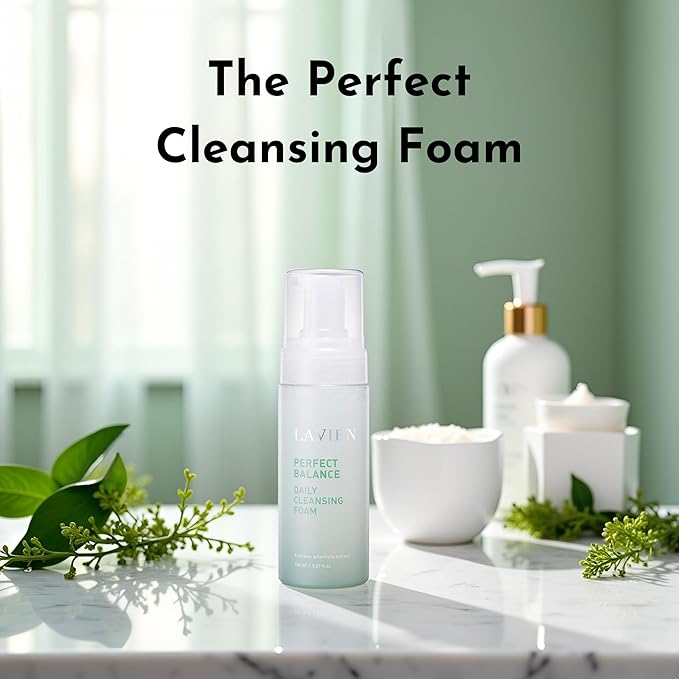 LAVIEN Perfect Balance Daily Cleansing Foam - Mild Bubble Foam Cleanser, Skincare Routine - Gentle On All Skin Types - 5.97 Fl Oz (150ml) Bottle