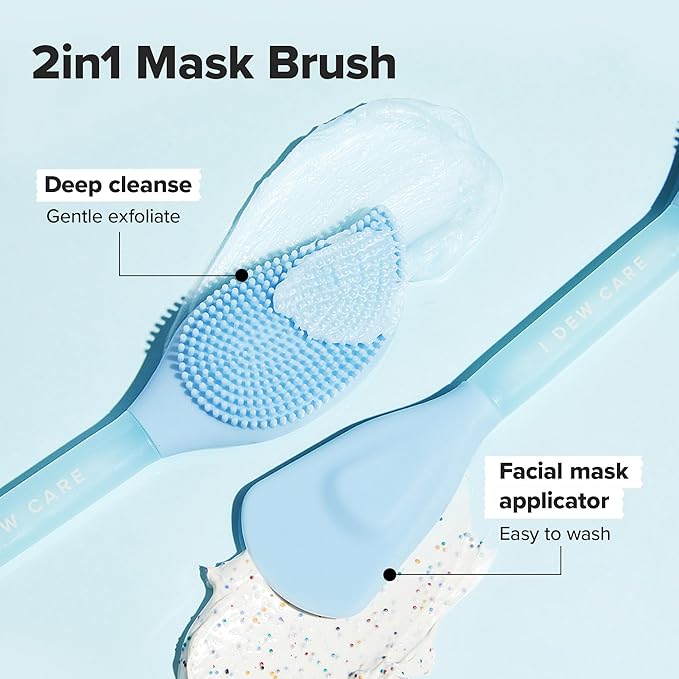 I DEW CARE Skincare Multi-Functional Applicator - 2-in-1 Cleansing Firming Silicone Mask Brush | Soft & Silky Hygenic, Facial Tool, Easy to Wash, Sustainble, Glass Skin, Jelly Spatula