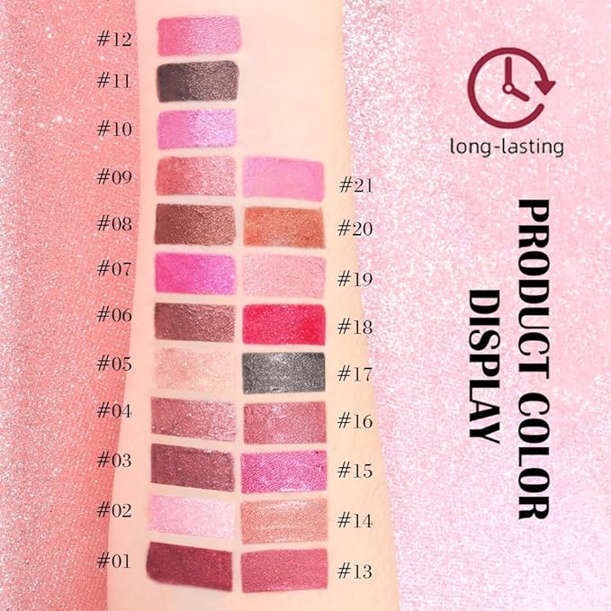 evpct 2Pcs Rose Gold Mauve Metallic Glitter Lip Liner and Lipstick Combo, Shimmery Lip Gloss Stain Set Makeup for Women Long Lasting Waterproof 24, Metallic Shimmer Iridescent Glossy Liquid Lipstick