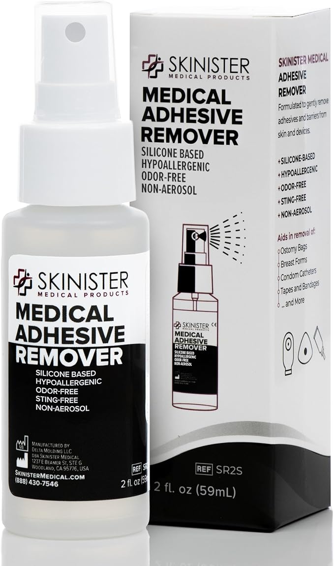 Medical Adhesive Remover for Skin | Wig, Ostomy, Tape, and Bandage Adhesive Remover | Silicone-Based, Hypoallergenic, Sting-Free | 2oz Spray