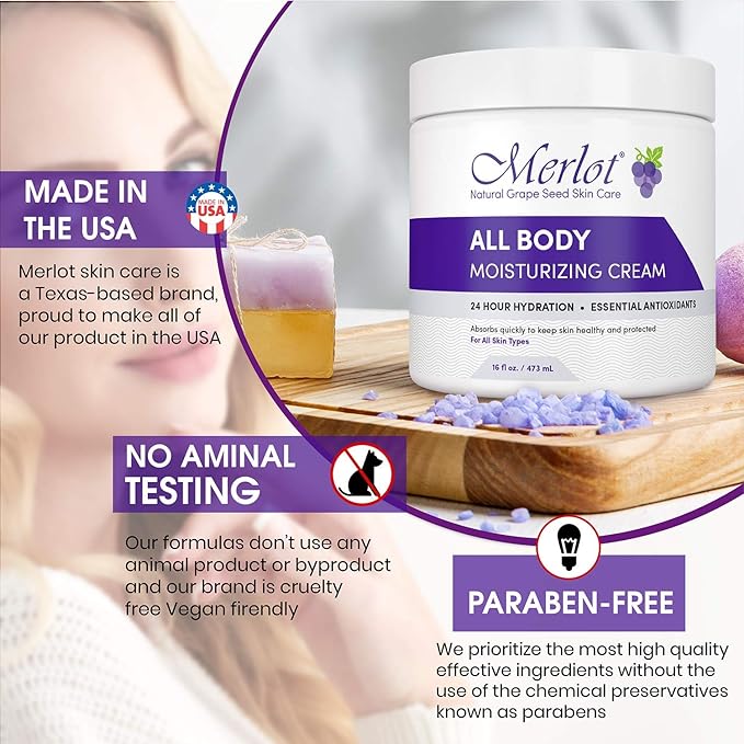 Merlot MOISTURIZING All BODY CREAM FOR ALL SKIN TYPES | 16 OZ
