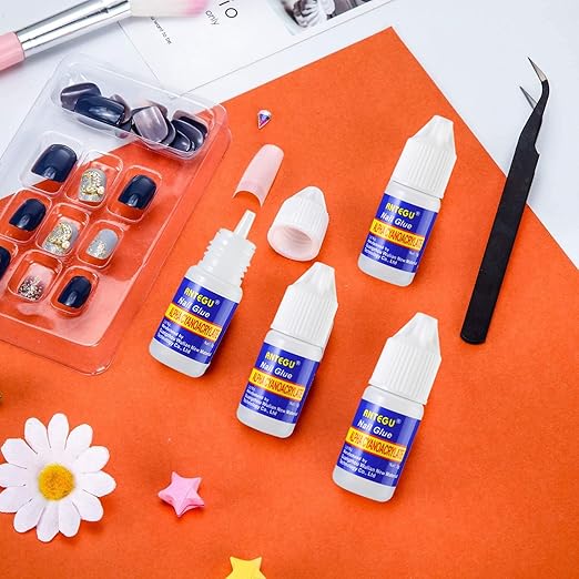 Nail Glue,Nail Glue for Acrylic Nail Tip 12 Bottles Professional False Nail Glue Extension Tips for Broken Adhesive Super for Press on Adhesive with Glass Files