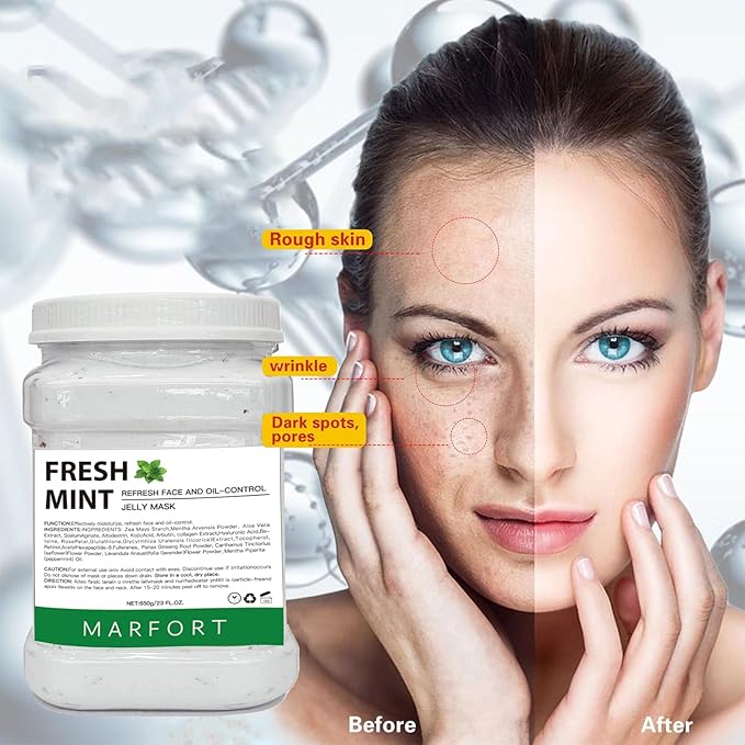Jelly Mask for Facials Peel-Off Powder Hydrojelly Mask Peel Off Face Masks SkinCare Combination with Professional Skincare Spa Moisturizing & Hydrating 23 Fl Oz (Fresh Mint)
