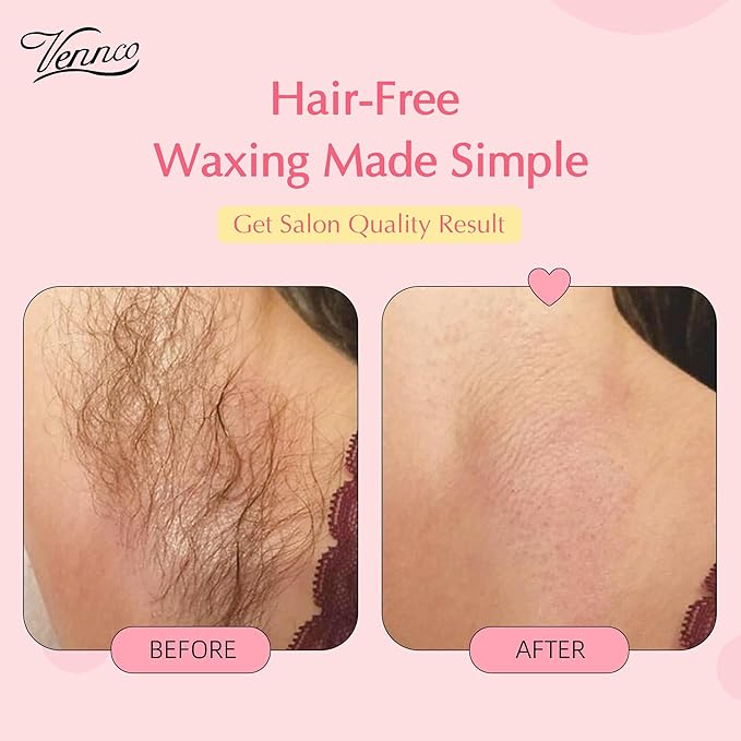 Vennco 2.5lb Pink Rose Hard Wax Beads for Hair Removal - Gentle Hard Wax for Face, Bikini, and Brazilian Areas - Wax Refill for Full Body Professional Home Waxing