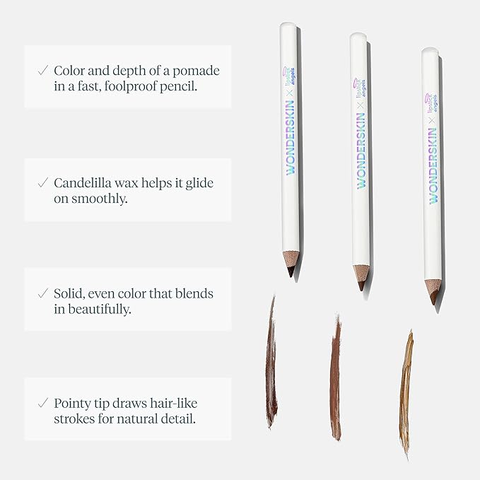 WONDERSKIN Eyebrow Pencil - Sharpenable Brow Pencil For Natural Looking Brows, Brown Eye Makeup, Long Lasting Eyebrow Pomade (Brunette)