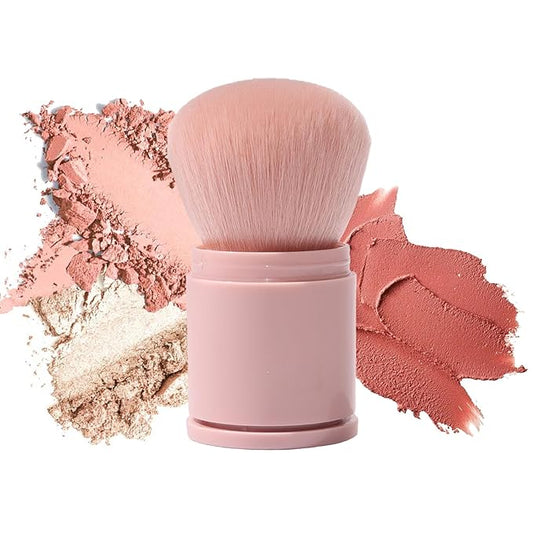Retractable Makeup Brush, Kabuki Powder brush, Premium Retractable Kabuki Brush, Travel Blush Brush for Bronzer, Setting and Powder Makeup, Essential Tools for Flawless Makeup Application