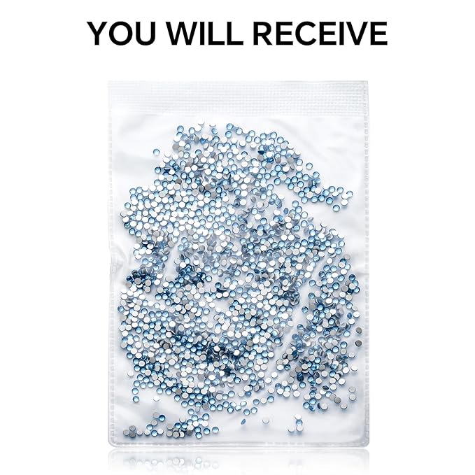 1440Pcs Light Blue Crystal Rhinestones,Glass Flatback Rhinestones Gemstones Small for Nail Face Makeup Art Crafts Clothes Decoration - (SS4,1.6mm,Light Blue)