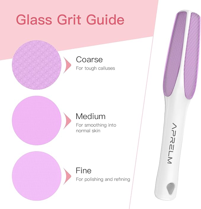 AprElm 3-Sided Nano Glass Foot Callus Remover, Professional 3-in-1(Coarse, Medium, Fine) Foot File, Pedicure Tools for Feet Hard Skin Smooth Polishing (Pink)