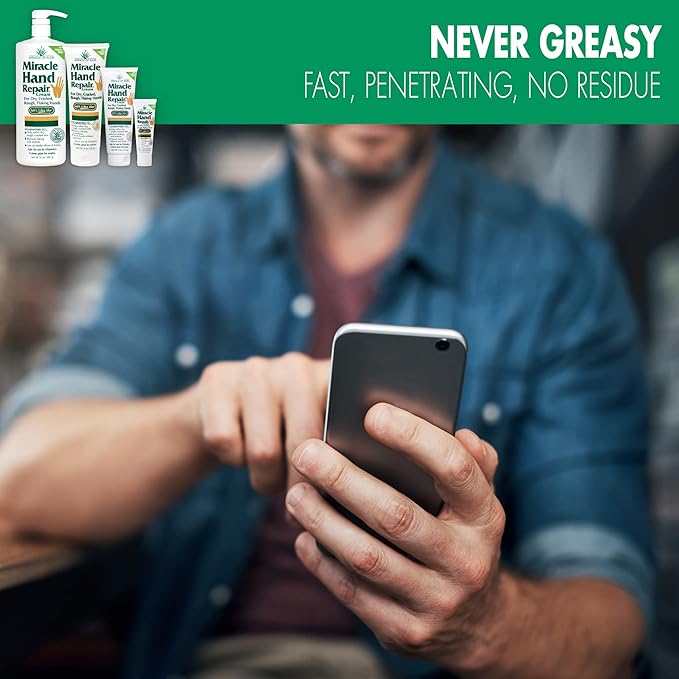 Miracle Hand Repair Cream for Dry Cracked Hands 8 oz Best Healing Hand Cream with 60% Aloe Vera - Non-Greasy Moisturizer for Working Hands - Fast Absorbing Lotion for Extremely Dry Skin (2-Pack)
